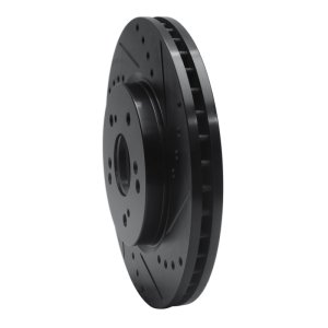 Acura RDX Brake Rotor (1) - Front Right - R1 Concepts - Drilled & Slotted - Black - `07-`16